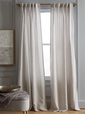 QUINCE Set Of 2 48x96 European Linen Curtains Cloud 6253